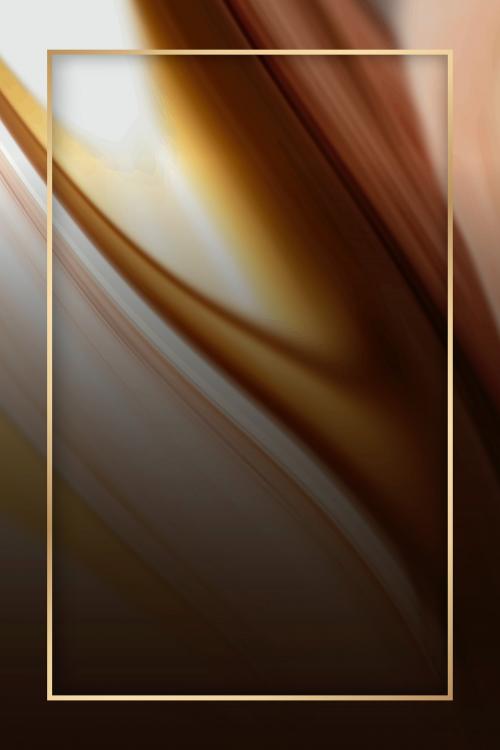 gold frame on brown fluid patterned background vector - 1219819