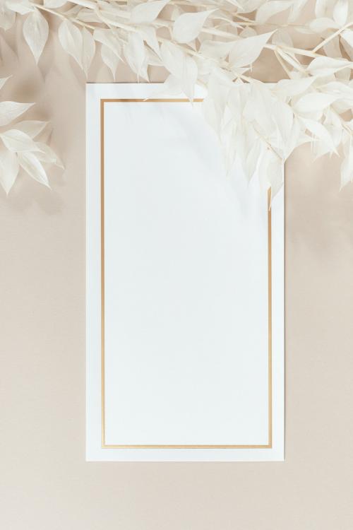 Blank white paper mockup and beige branches - 2258578