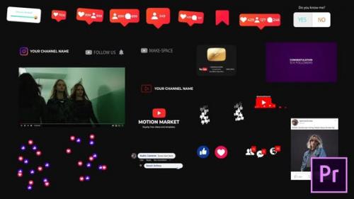 Videohive - Social Medial Elements - for Premiere Pro | Essential Graphics