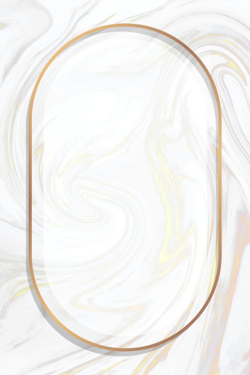 Oval gold frame on white swirled background vector - 1221624