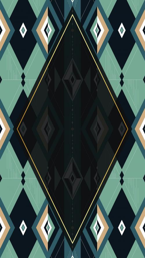 Green geometric patterned mobile screen wallpaper - 1222591