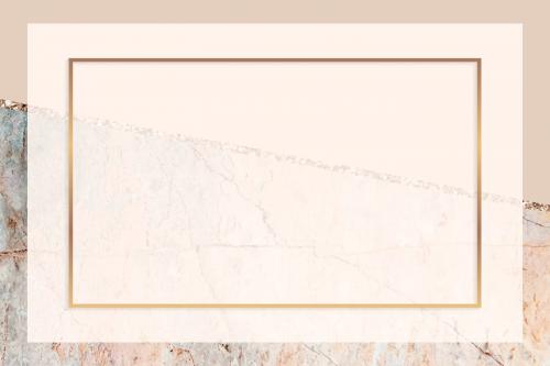 Rectangle frame on pastel orange marbled background vector - 1222924