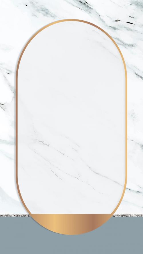 Oval frame on white marbled mobile screen vector - 1222939