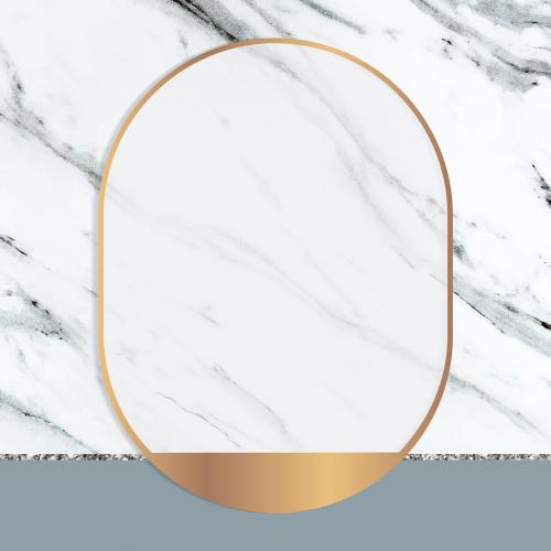 Oval frame on white marble textured background vector - 1222982