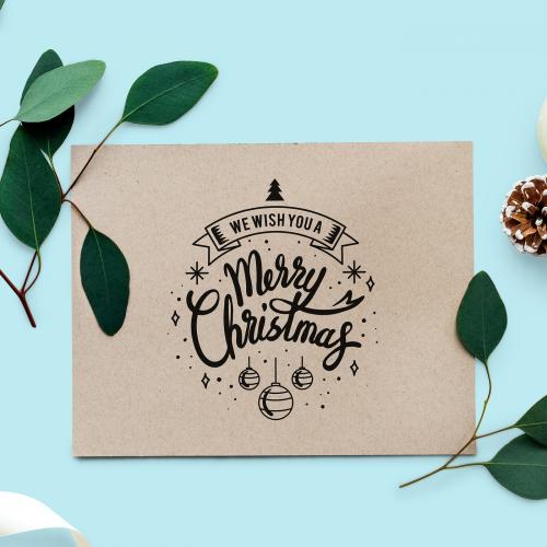 We wish you a Merry Christmas card mockup - 520036