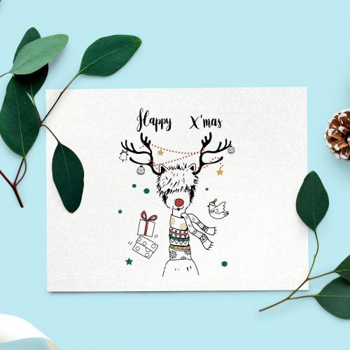 We wish you a Merry Christmas card mockup - 520037