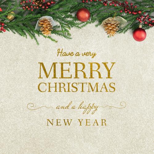 Merry Christmas and Happy New Year greeting card mockup - 520038