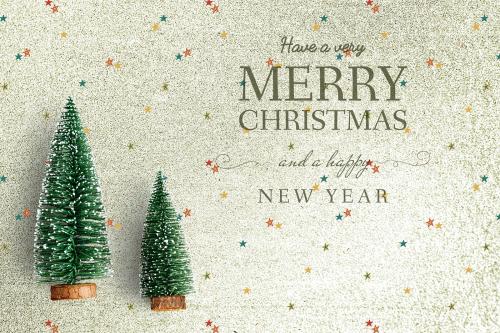 Merry Christmas and Happy New Year greeting card mockup - 520039