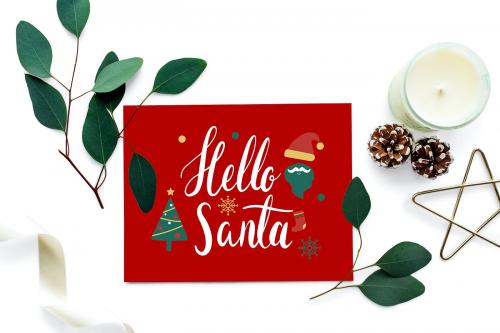 Hello Santa Christmas card mockup - 520043