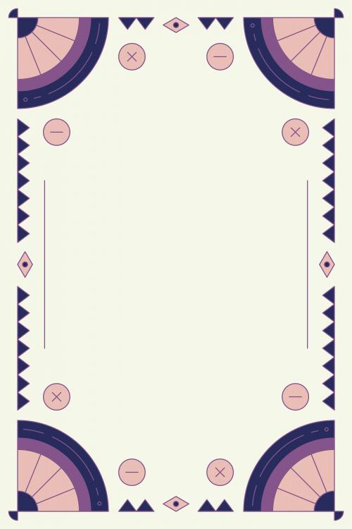 Ethnic geometrical patterned blank purple frame vector - 1223942