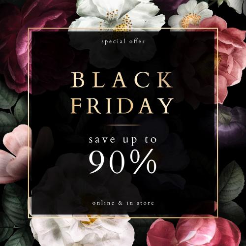 Black Friday sign on a floral garden background vector - 1224813