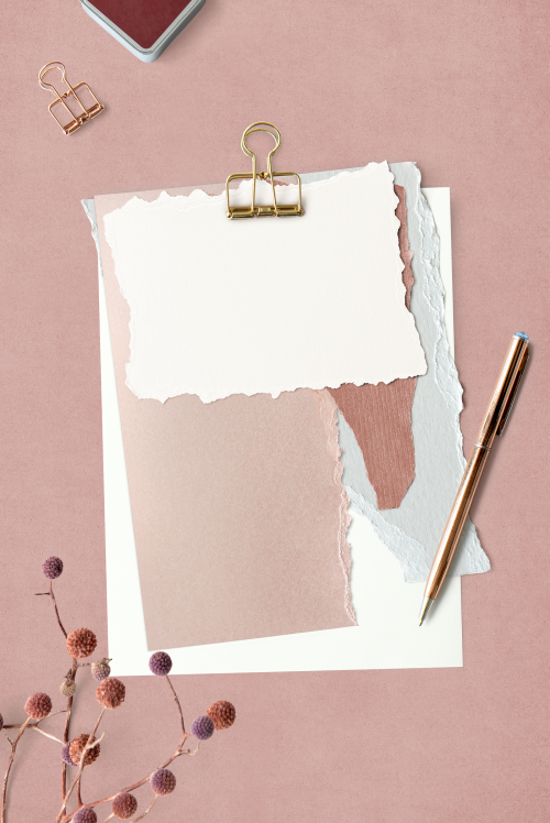 Blank torn pink paper templates with a paperclip transparent png - 2024643