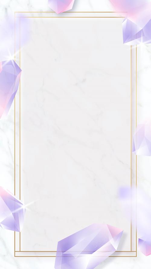 Rectangle crystal frame on marble background mobile phone wallpaper vector - 1225754