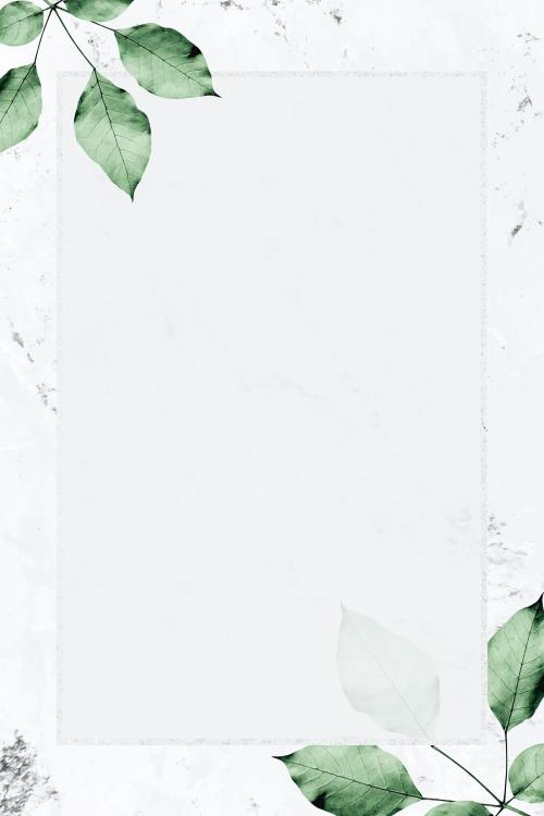 Rectangle silver frame with foliage on marble texture background vector - 1210734