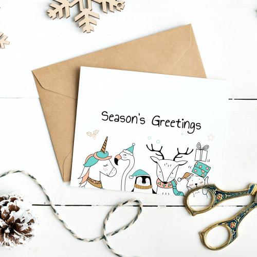 Cute Seasons Greetings card mockup - 520079