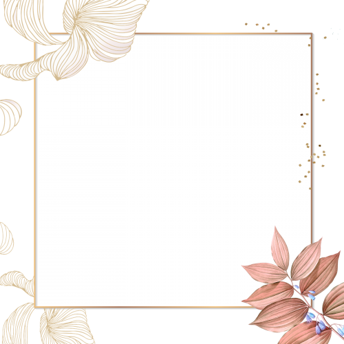 Golden floral square frame transparent png - 2027193