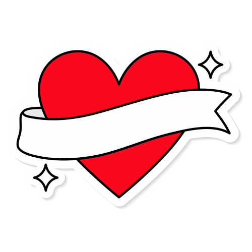 Red heart with a banner transparent png - 2034508