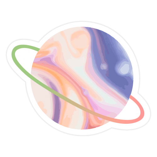 Cute planet with a ring system on transparent background - 2034664