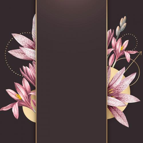 Pink amaryllis pattern with gold frame vector - 1212268