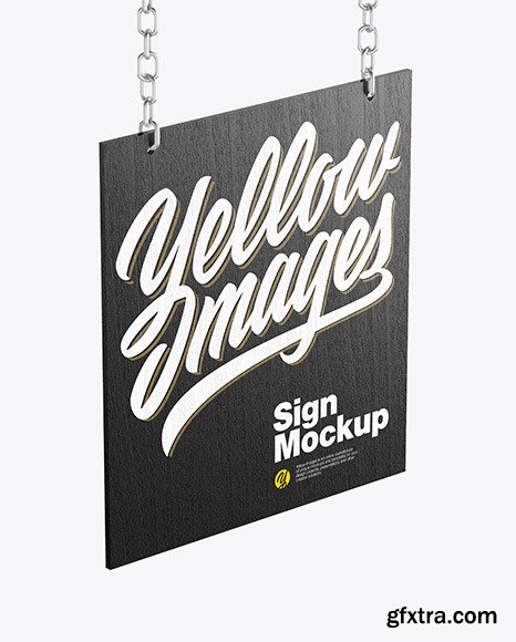 Wooden Sign w/ Metallic Chain Mockup 60851