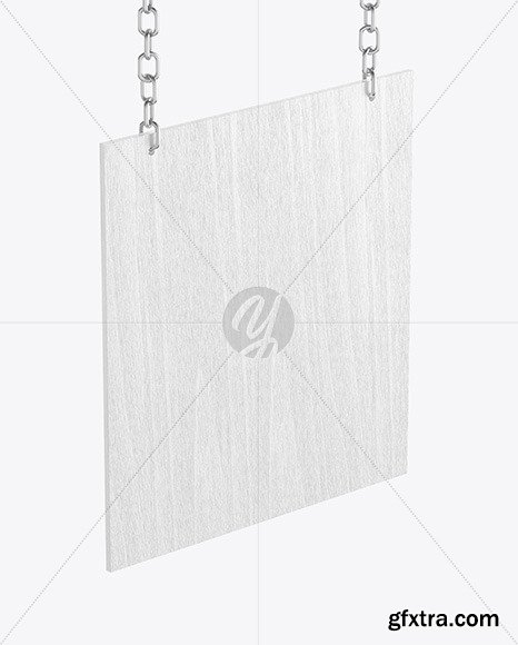 Wooden Sign w/ Metallic Chain Mockup 60851