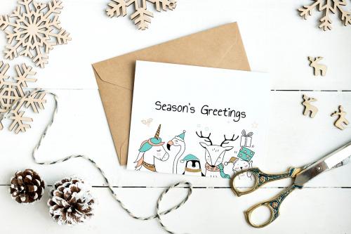 Cute Seasons Greetings card mockup - 520099