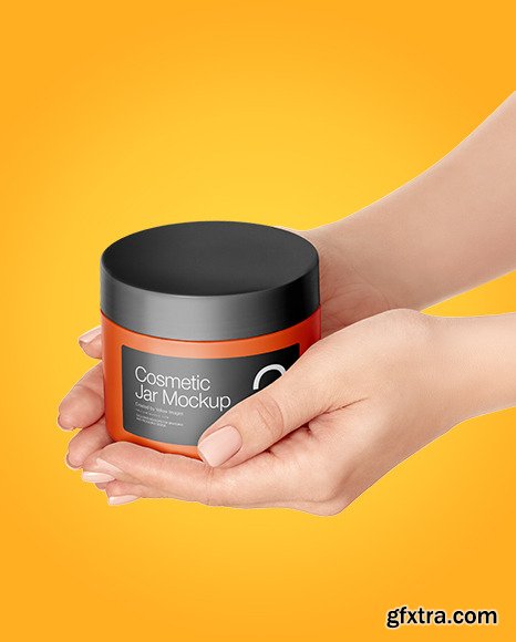 Cosmetic Jar in Hands Mockup 59258