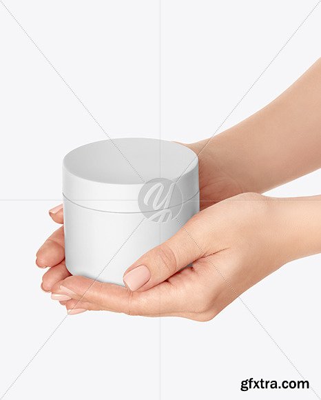 Cosmetic Jar in Hands Mockup 59258