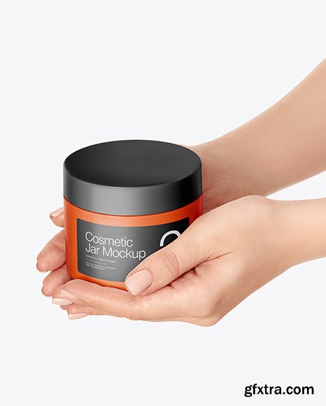 Cosmetic Jar in Hands Mockup 59258