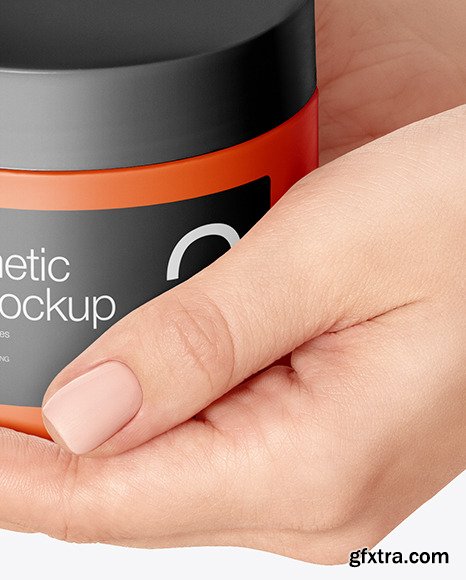 Cosmetic Jar in Hands Mockup 59258