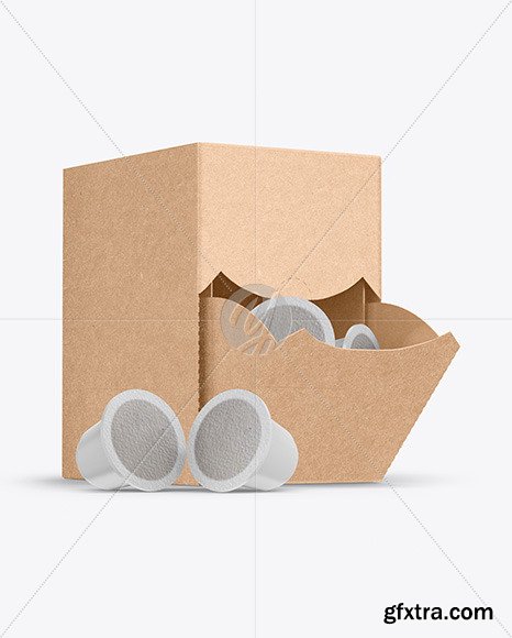 Kraft Box With Coffee Capsules Mockup 59272