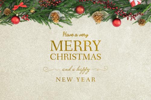 Merry Christmas and Happy New Year greeting card mockup - 520103