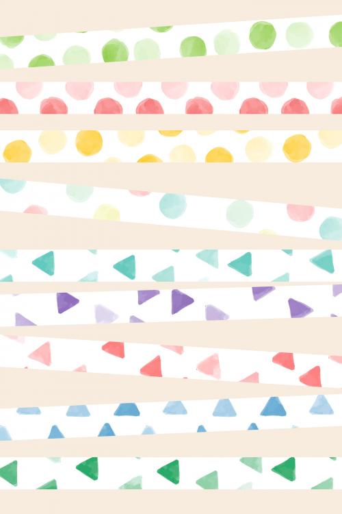 Colorful watercolor line seamless pattern design vector set - 1213525