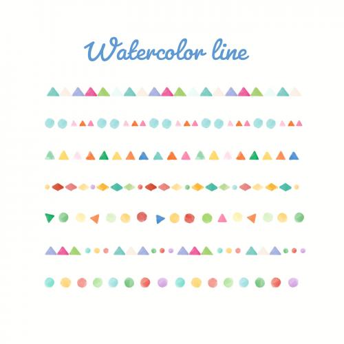 Colorful watercolor line design vector set - 1213543