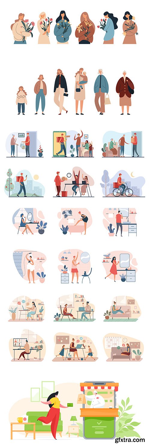 Various People Flat Vector Illustration