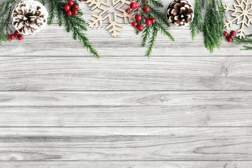 Christmas decorations on table background mockup - 520130