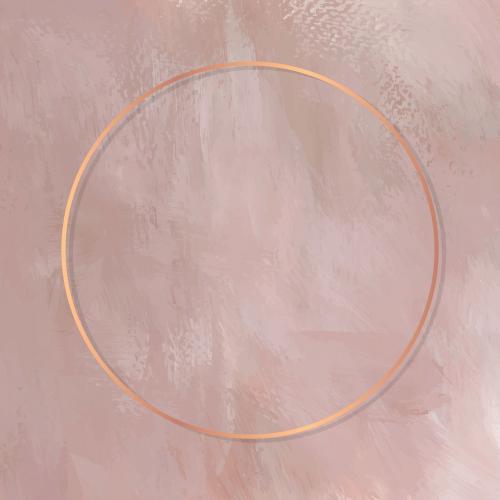 Round copper frame on pink background vector - 1214623