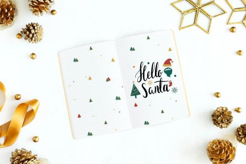 Hello Santa Christmas greeting in a notebook mockup - 520135