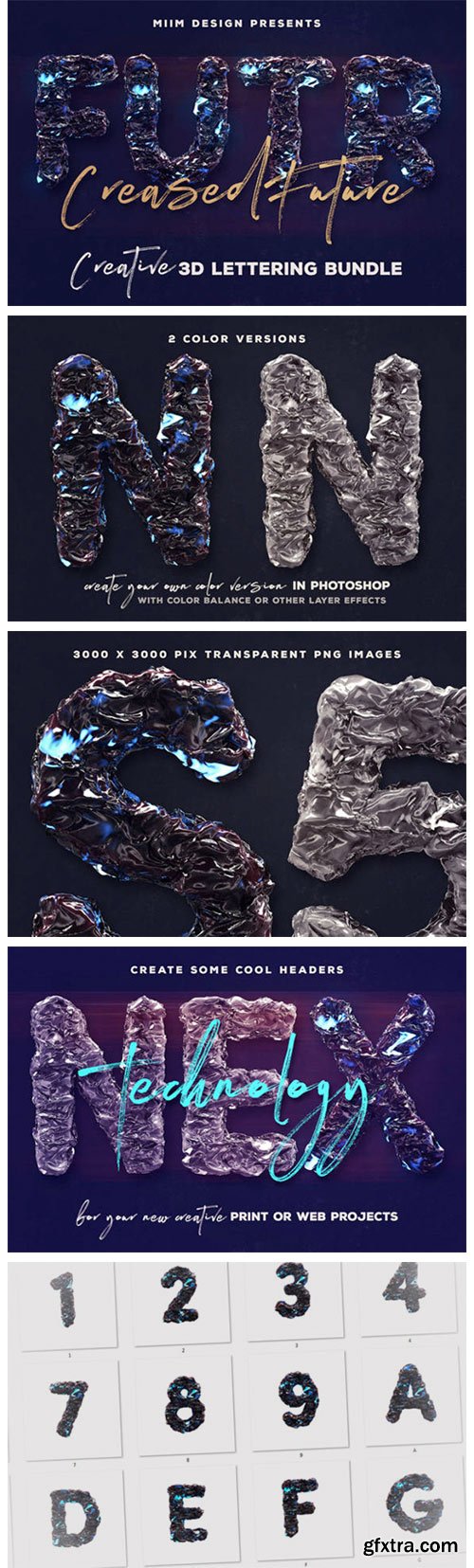 Creased Future &ndash; 3D Lettering Font