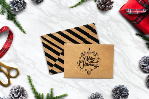 We wish you a Merry Christmas card mockup - 520155