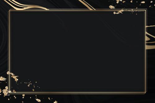 Rectangle gold frame on a black fluid patterned background vector - 1216828