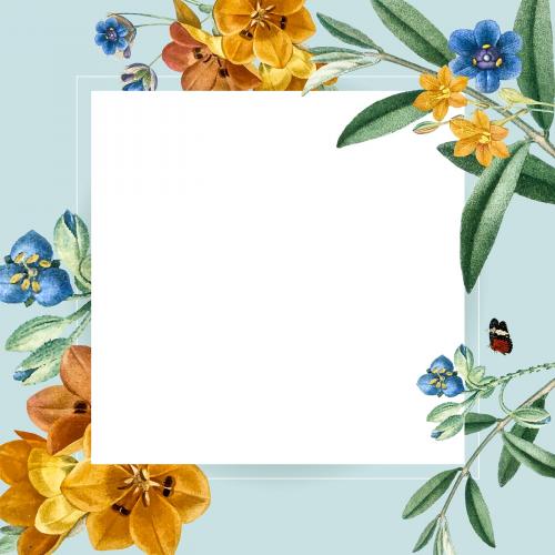 Floral square frame design vector - 1217435