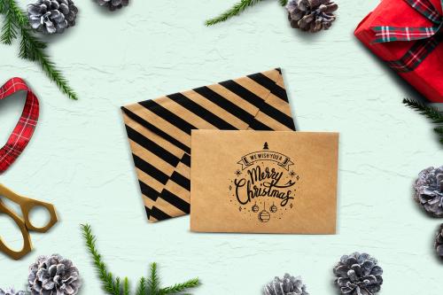 We wish you a Merry Christmas card mockup - 520167