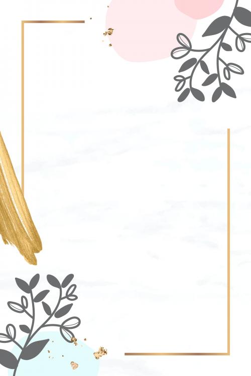 Golden floral rectangle frame vector - 1217501