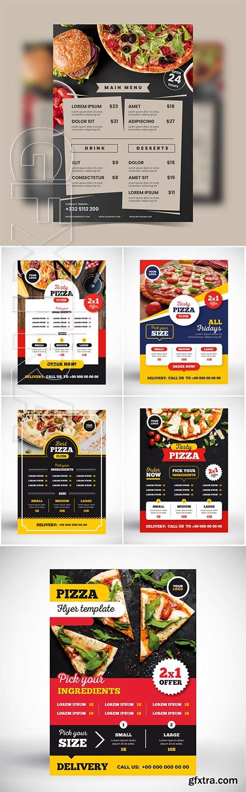 Pizza menu vector concept 