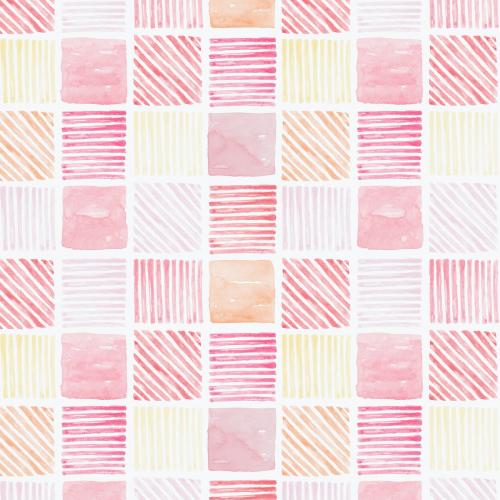 Pink and yellow watercolor geometric patterned seamless background vector - 1217600