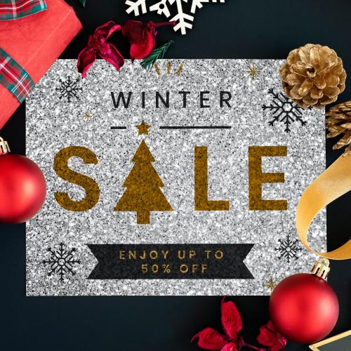 Half price winter sale sign mockup - 520176