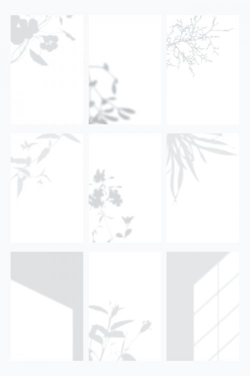 Botanical shadow on white background template vector set - 1217747