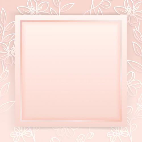 Square gold frame on floral pattern pink background vector - 1218094