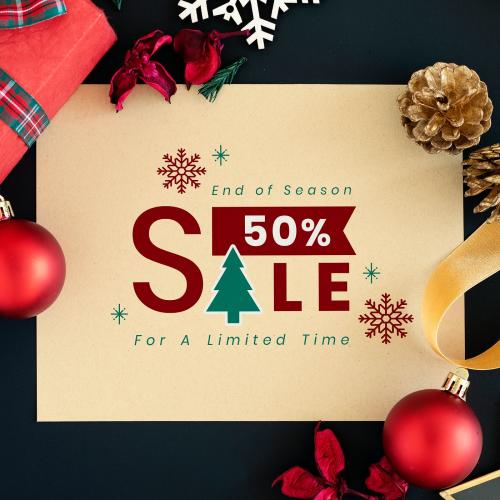 50% Christmas sale sign mockup - 520192